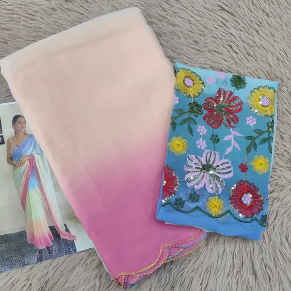 Multicolour plain Chiffon Light weight Saree |SR10